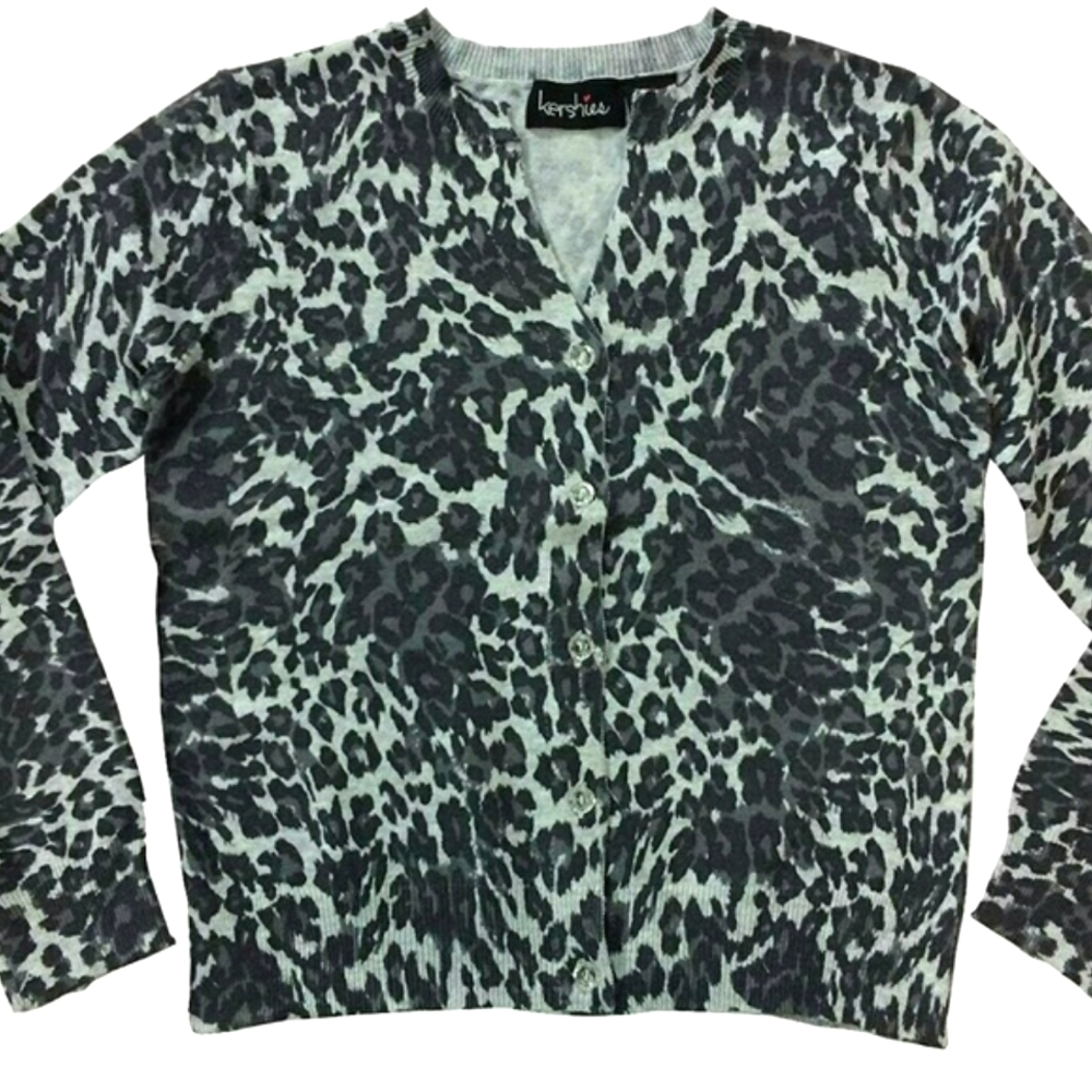 Kershies Girls‎ Snow Leopard Grey Buttondown Cardigan Size 14